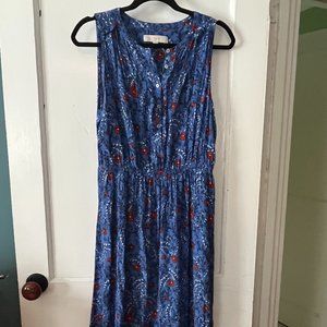 LOFT sleeveless dress M blue and orange floral